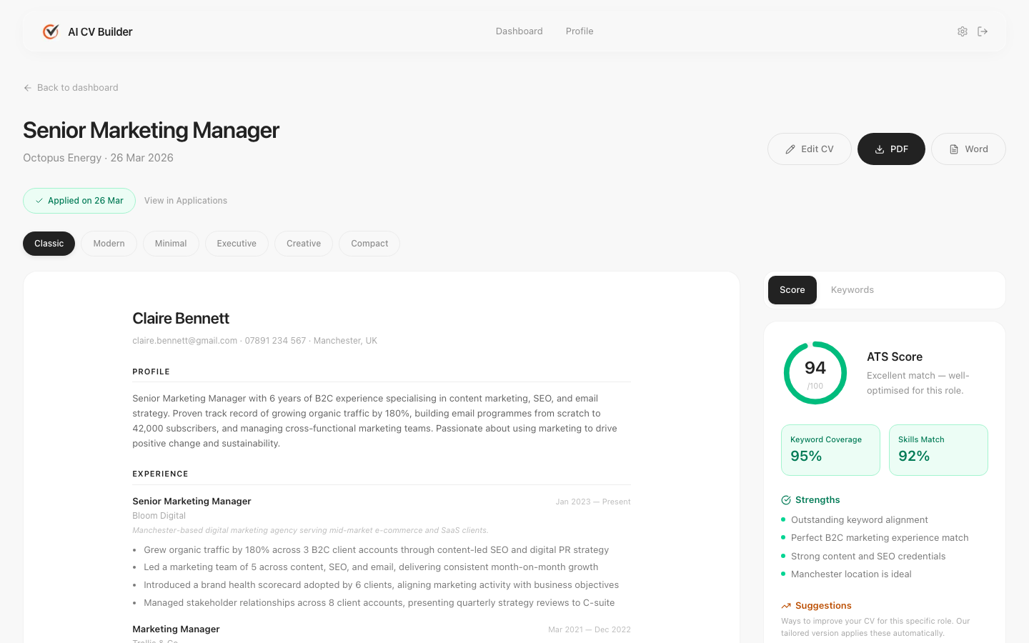 Generated CV